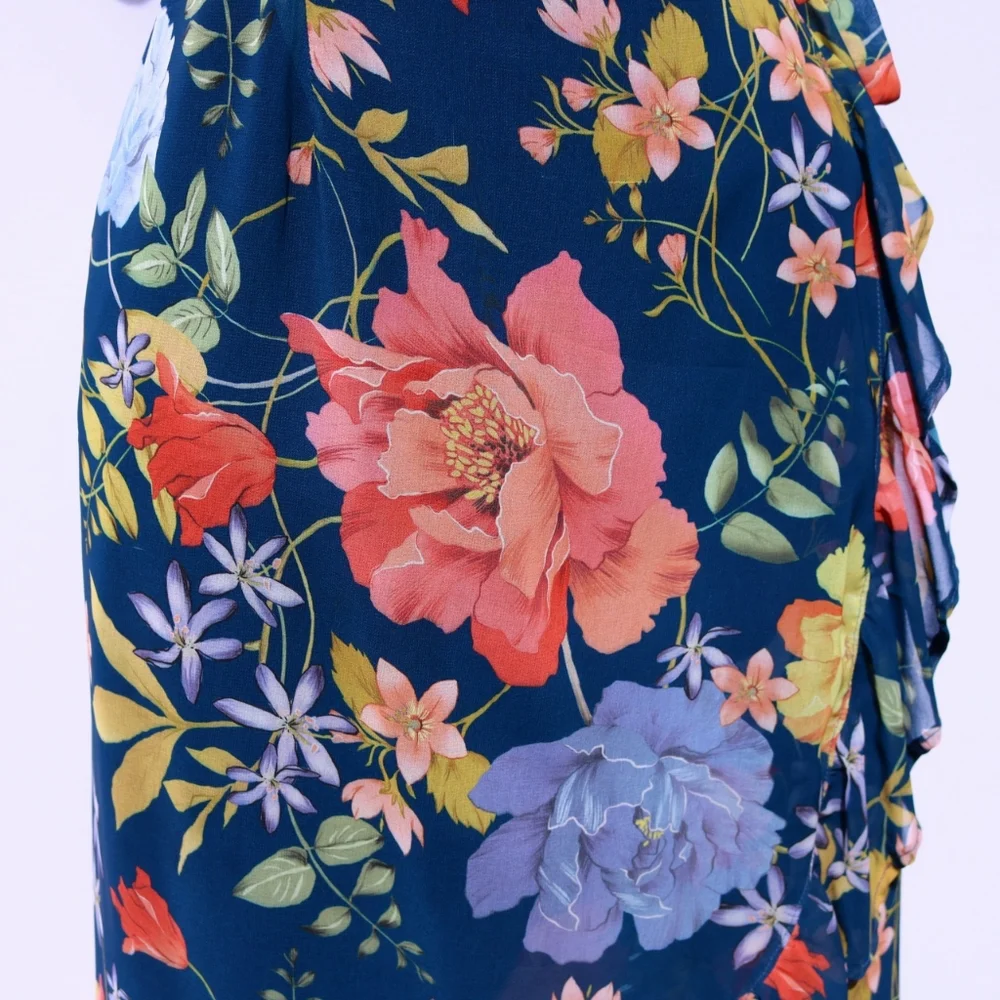 Sweet Pea New York by Stacy Frati High Low Ruffle Wrap Dress, Floral Medium - Picture 5 of 11